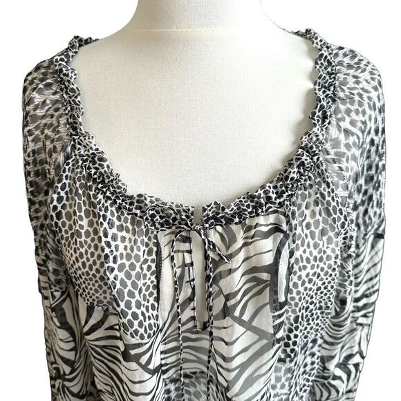 See by Chloe 100% Silk Jungalow Zebra Leopard Print Keyhole Off Shoulder Blouse - Picture 2 of 13